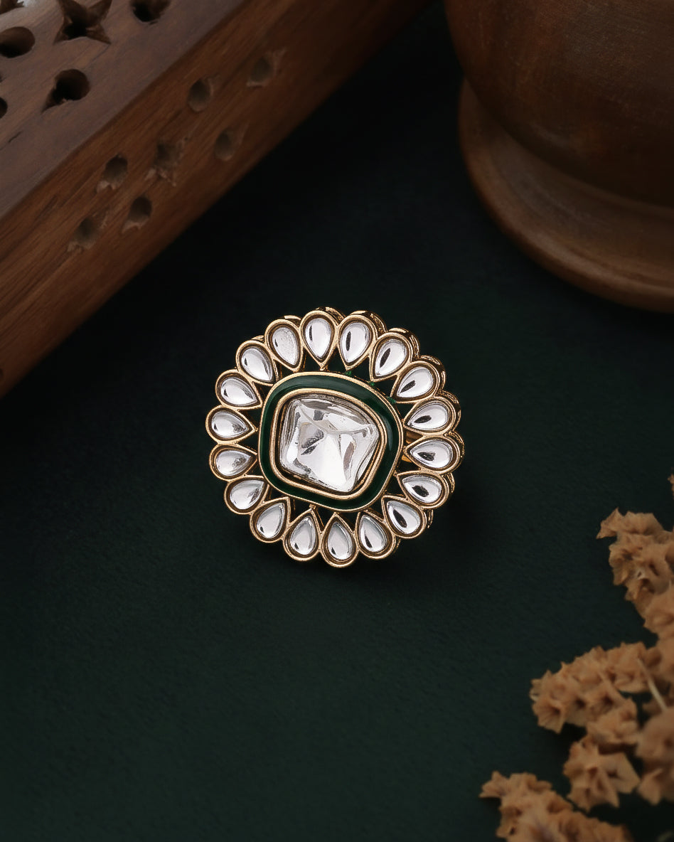 Green Lata Ethnic Ring – Shona's Style
