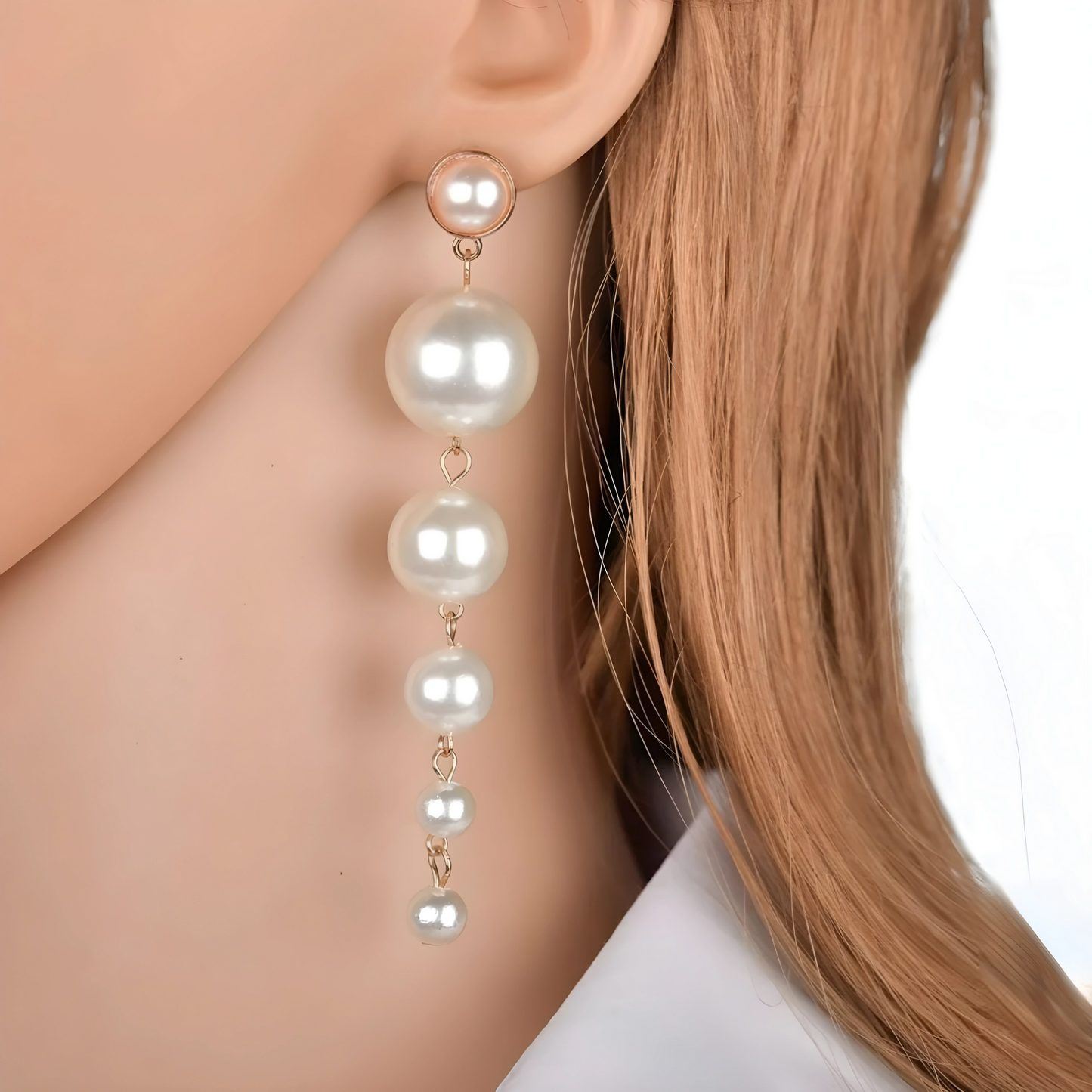 Silver Ekon Pearl Long Earring