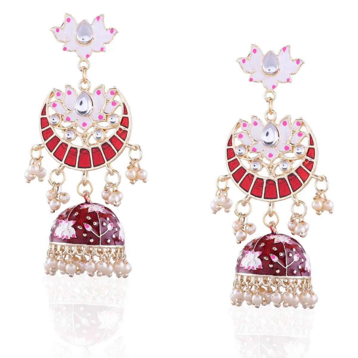 Maroon Long Moon Jhumka