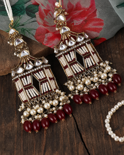 Maroon Agastya Designer Earring with Sahara