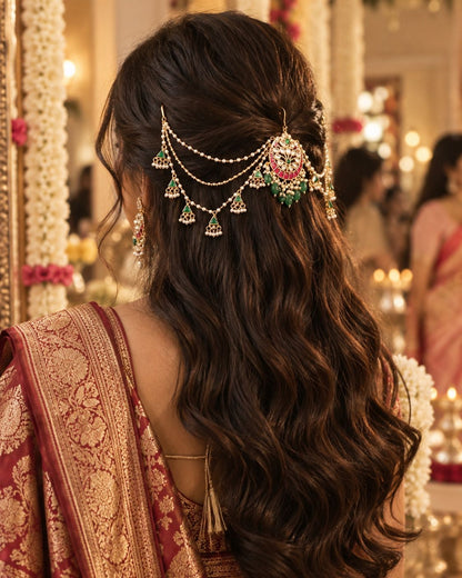 Devsena Hair accessory Brooch with Pearl Chains