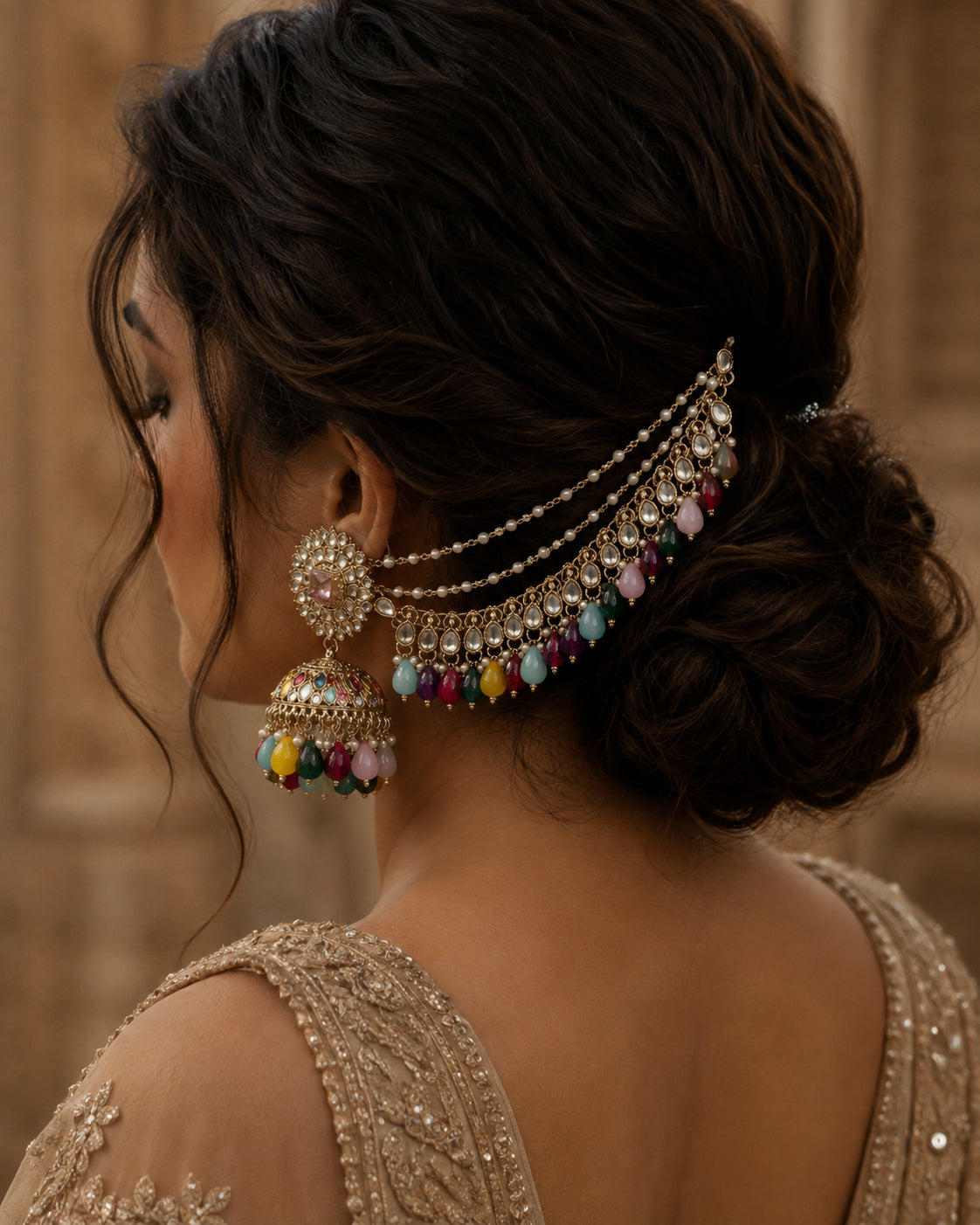 Multi Avreet Mirror Bahubali Jhumka