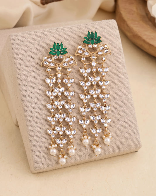 Green Neerja Lotus Meenakari Earring