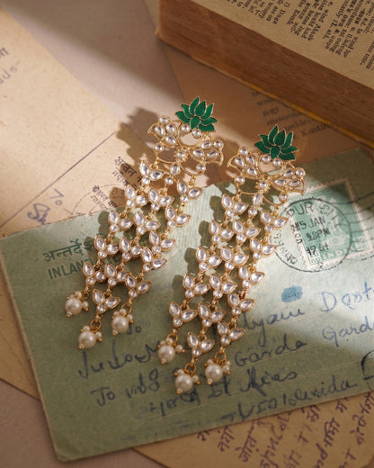 Green Neerja Lotus Meenakari Earring