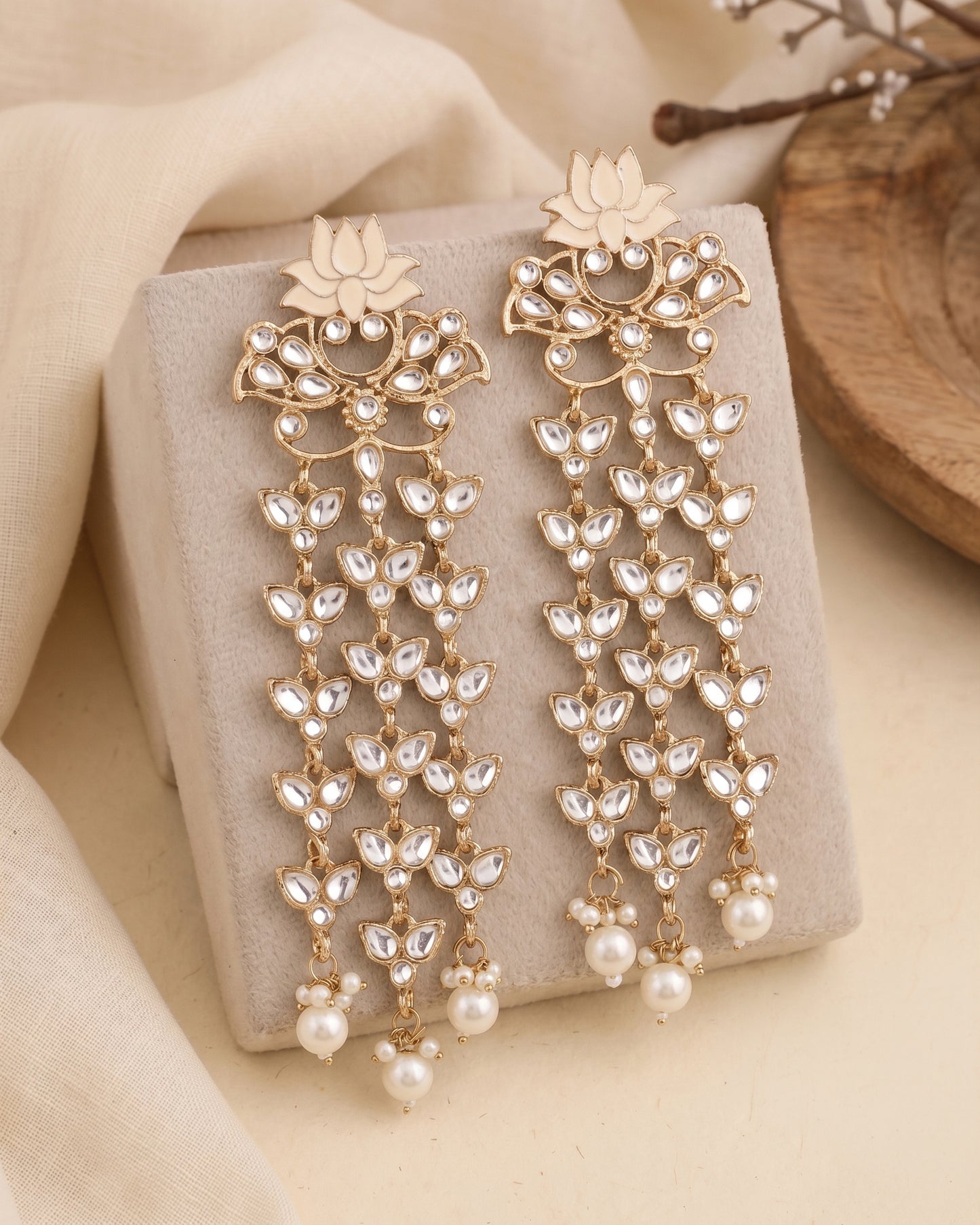 Ivory Neerja Lotus Meenakari Earring