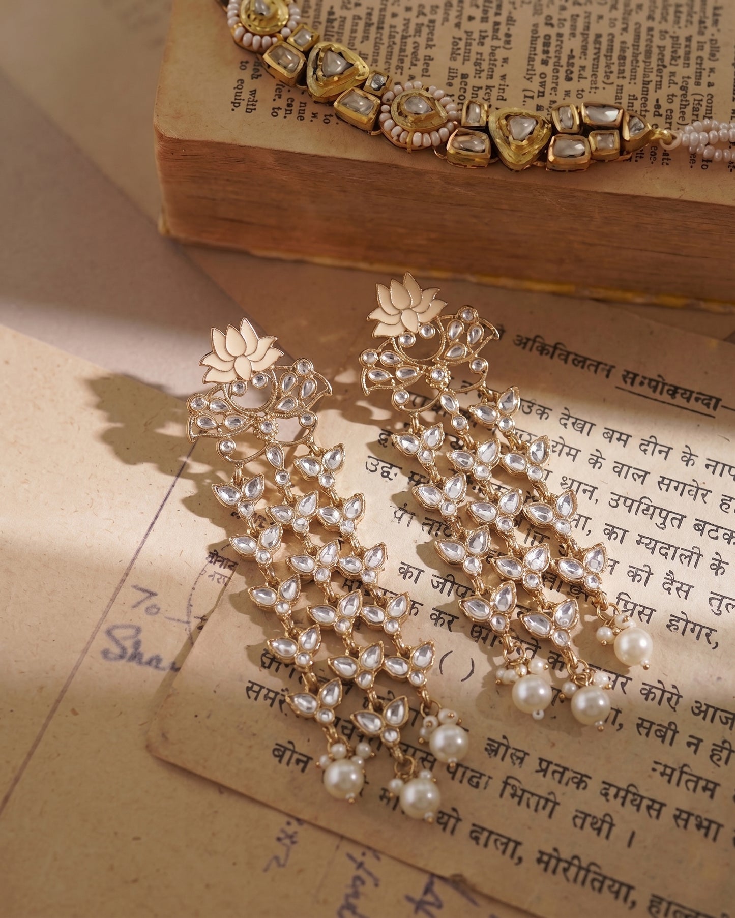 Ivory Neerja Lotus Meenakari Earring