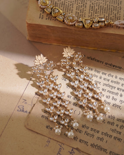 Ivory Neerja Lotus Meenakari Earring