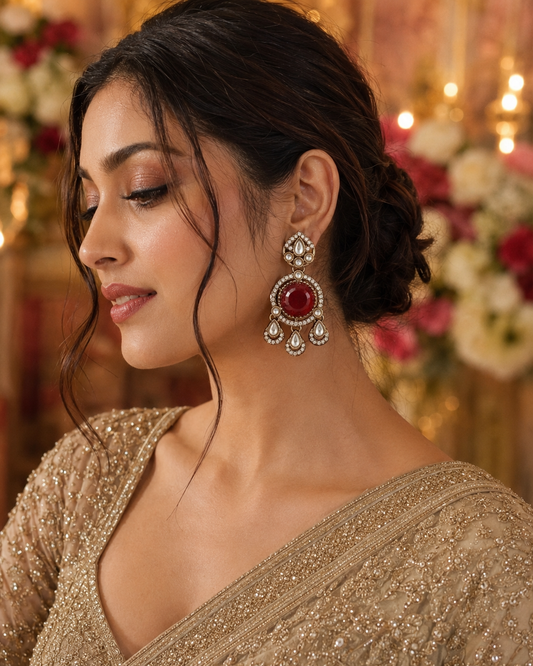 Ruby Niyoti Premium Designer Zircone Polki Dupe Earring