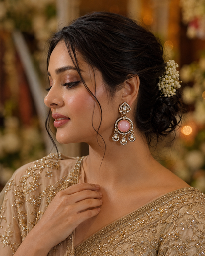 Blush Niyoti Premium Designer Zircone Polki Dupe Earring