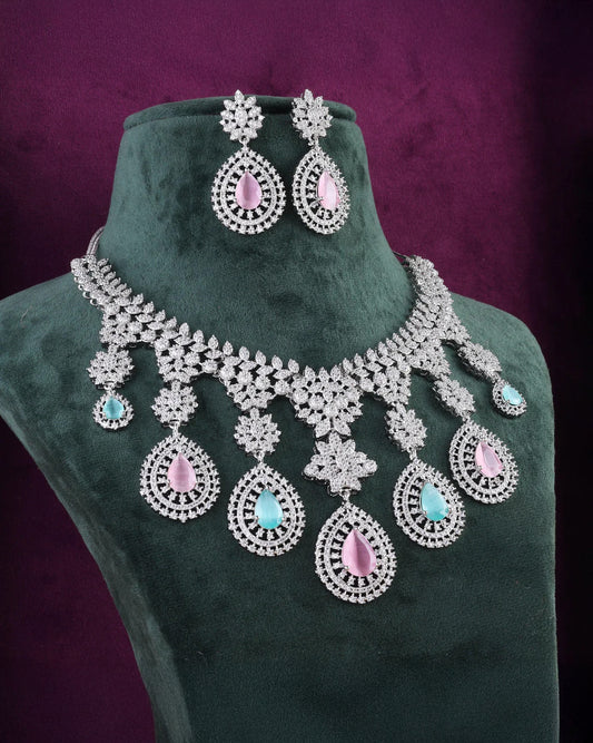 Pastel Anastasia American Diamond Necklace with Earring