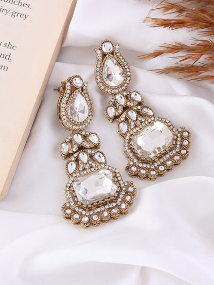 Silver Patricia Premium Designer Zircone Polki Dupe Earring