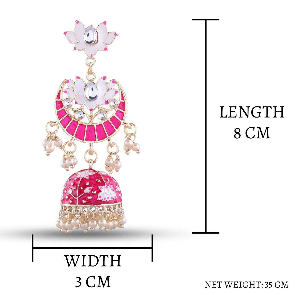 Dark Pink Long Moon Jhumka