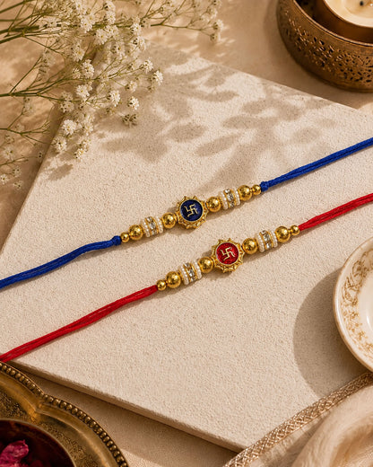 Blue-Red Avenika Meena Rakhi for Brother | Tilak Set Included