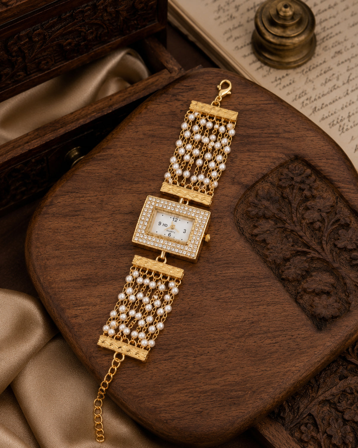 Parijat Pearl Cluster Bracelet Wrist Watch
