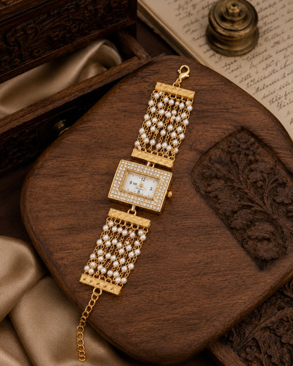 Parijat Pearl Cluster Bracelet Wrist Watch