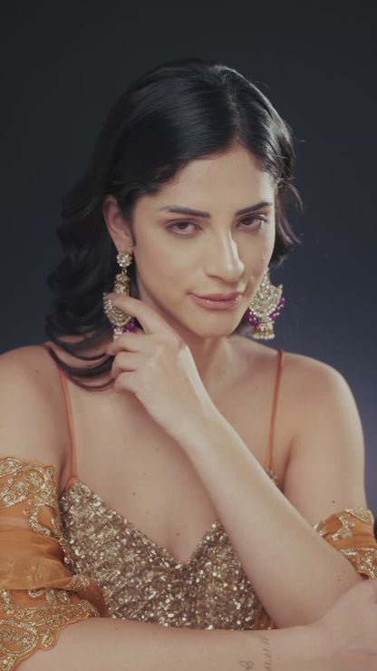 Purple Sabita Designer Meenakari Jhumka Earring