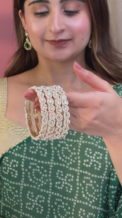 Sahana Pearl Kundan Bangle