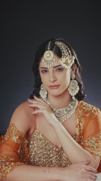 Pearl Yoshita Necklace Earring with Teeka and Side Jhumar/Passa