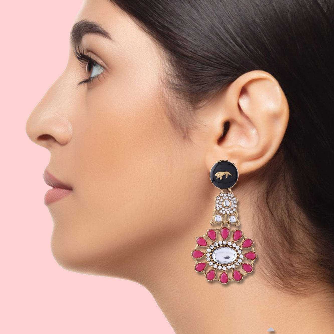 Pink Yashi Designer Earring