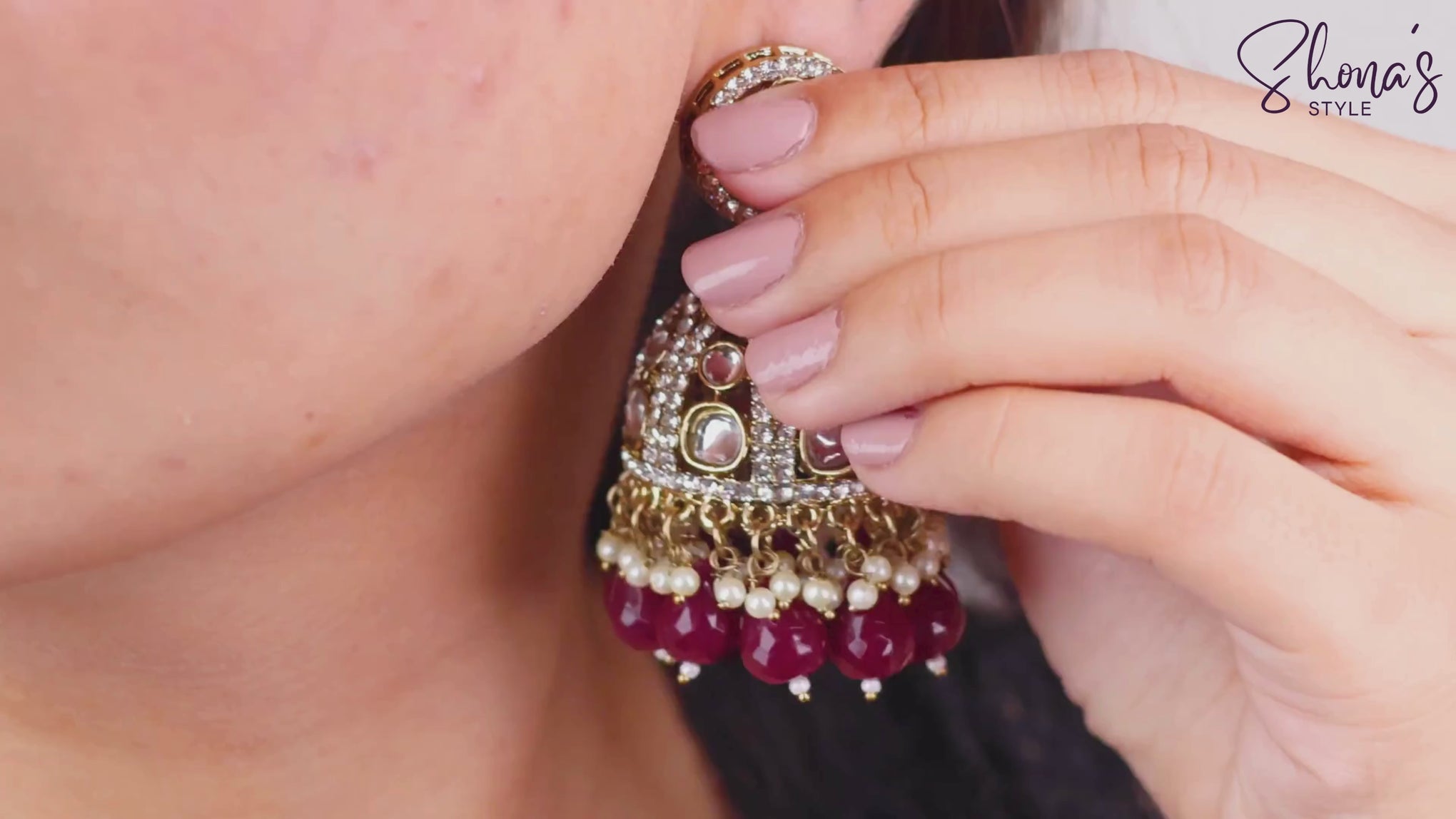 Pink Yasmeen Jhumka