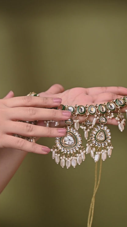 Rameeqa Designer Necklace Set with Earring and Mangteeka