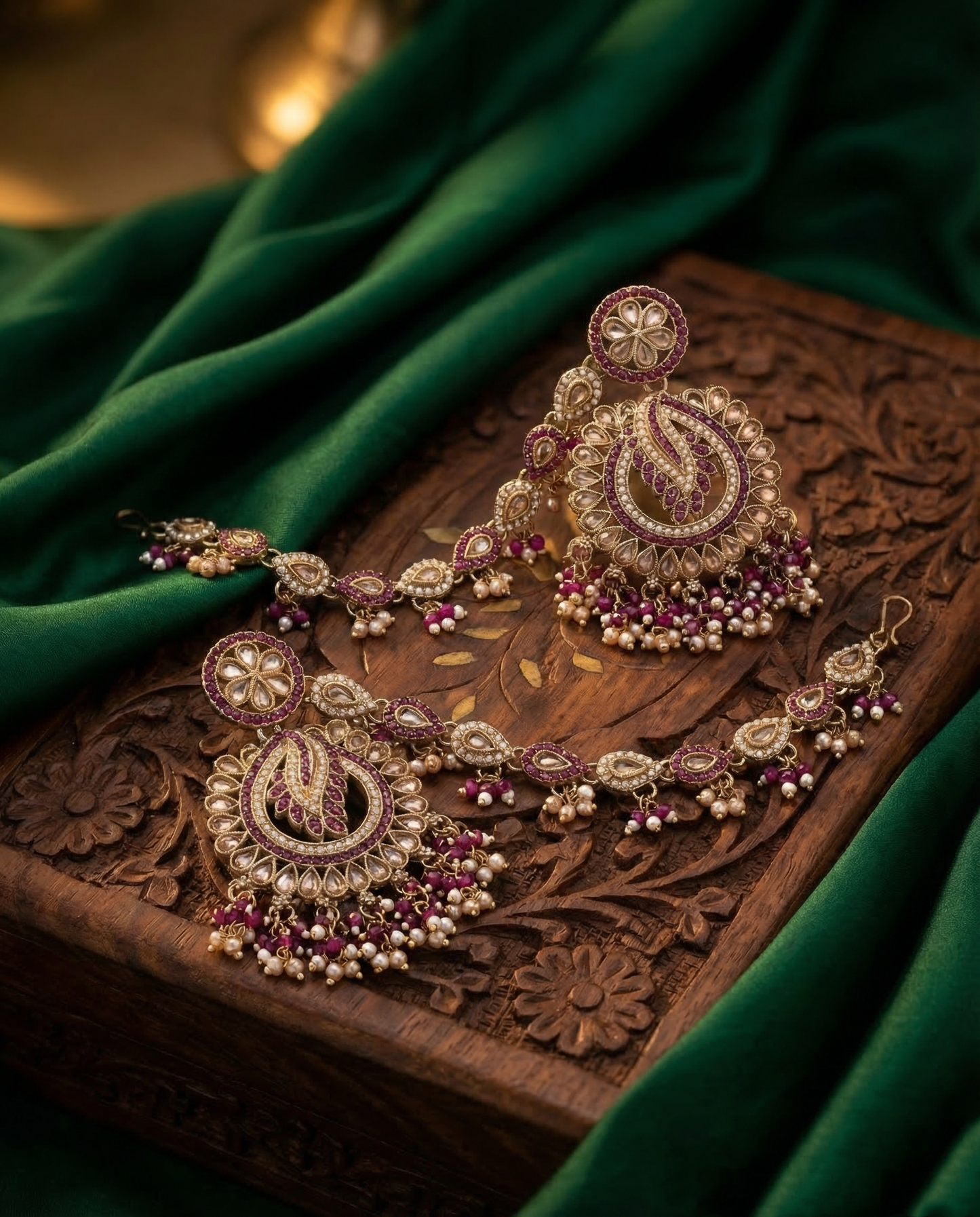 Purple Arajashree Bahubali Chandbali with Sahara