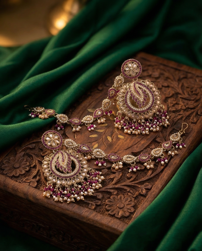 Purple Arajashree Bahubali Chandbali with Sahara