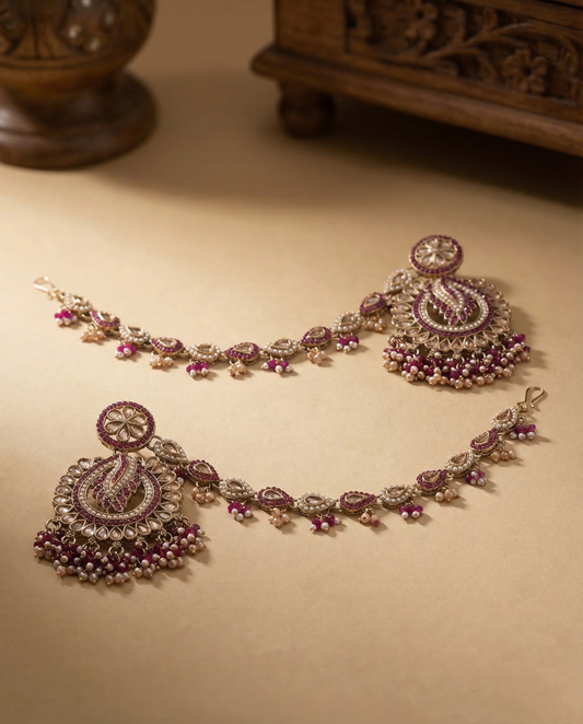 Purple Arajashree Bahubali Chandbali with Sahara