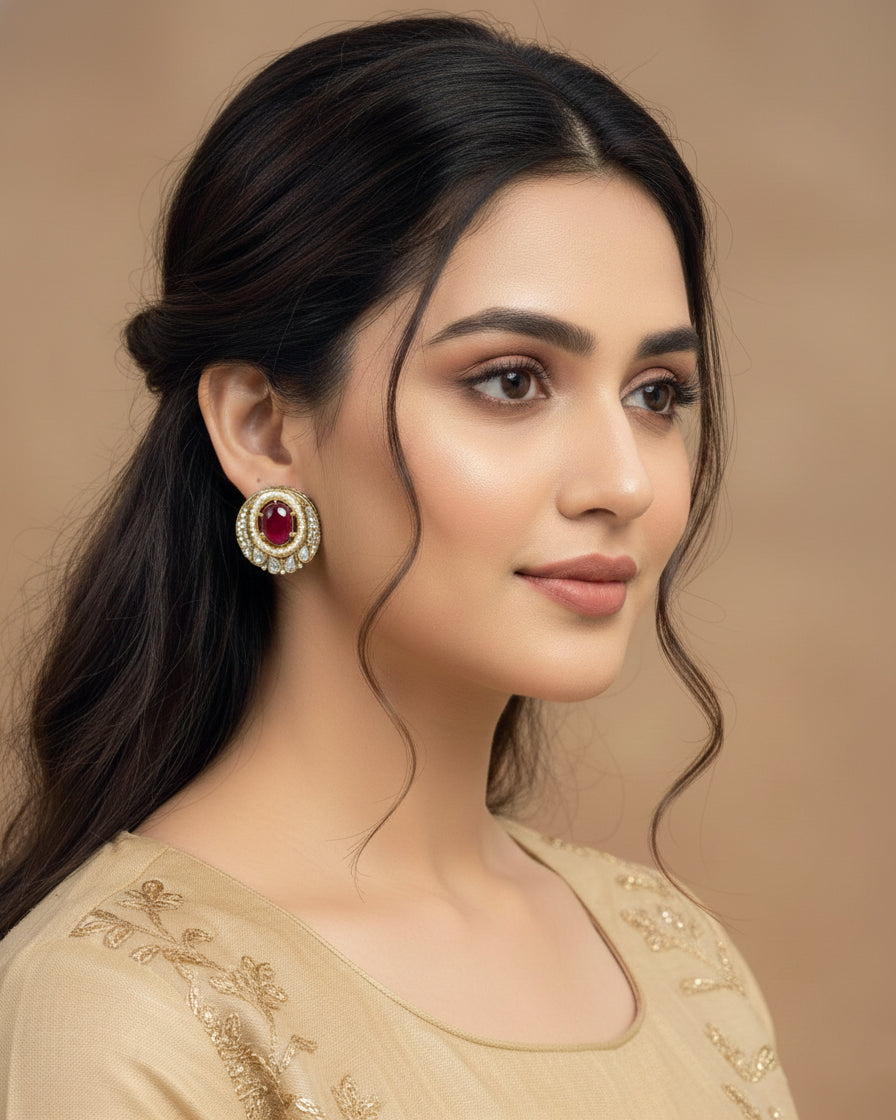 Ruby Niti Premium Stud Earring