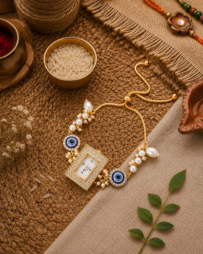 Zari Evil Eye Bracelet Wrist Watch