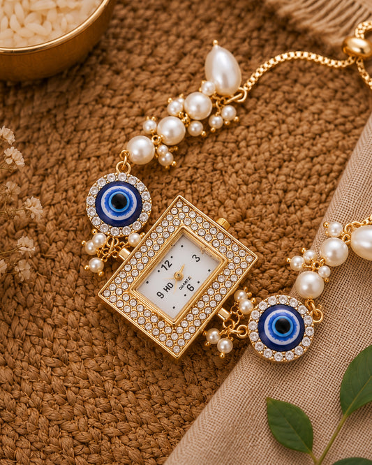 Zari Evil Eye Bracelet Wrist Watch