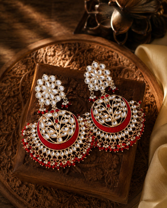 Red Khyati Chandbali
