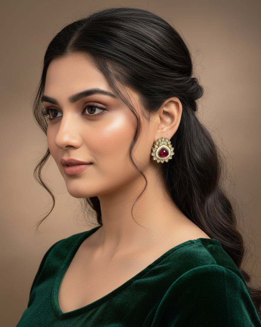 Ruby Snehal Premium Stud Earring