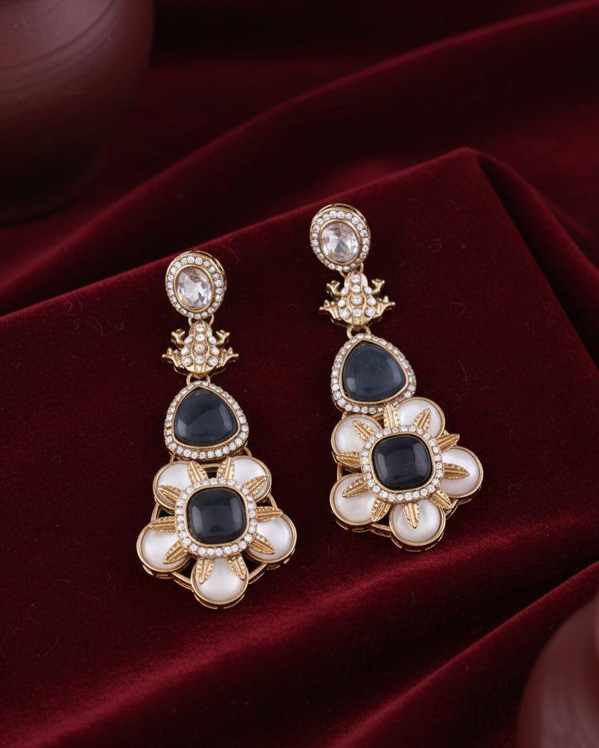 Blue Asher Designer Earring with Premium Monalisa and Zircone Stone Detailing