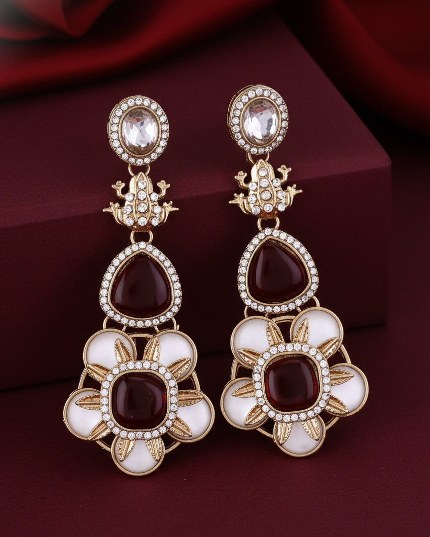 Ruby Asher Designer Earring with Premium Monalisa and Zircone Stone Detailing
