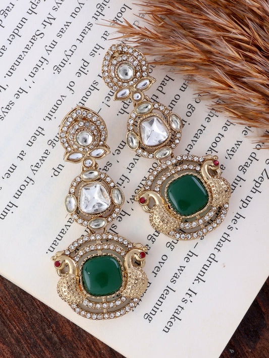 Emerald Sifat Premium Designer Zircone Polki Dupe Earring