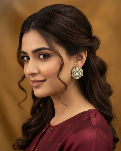 White Ishveer Premium Stud Earring