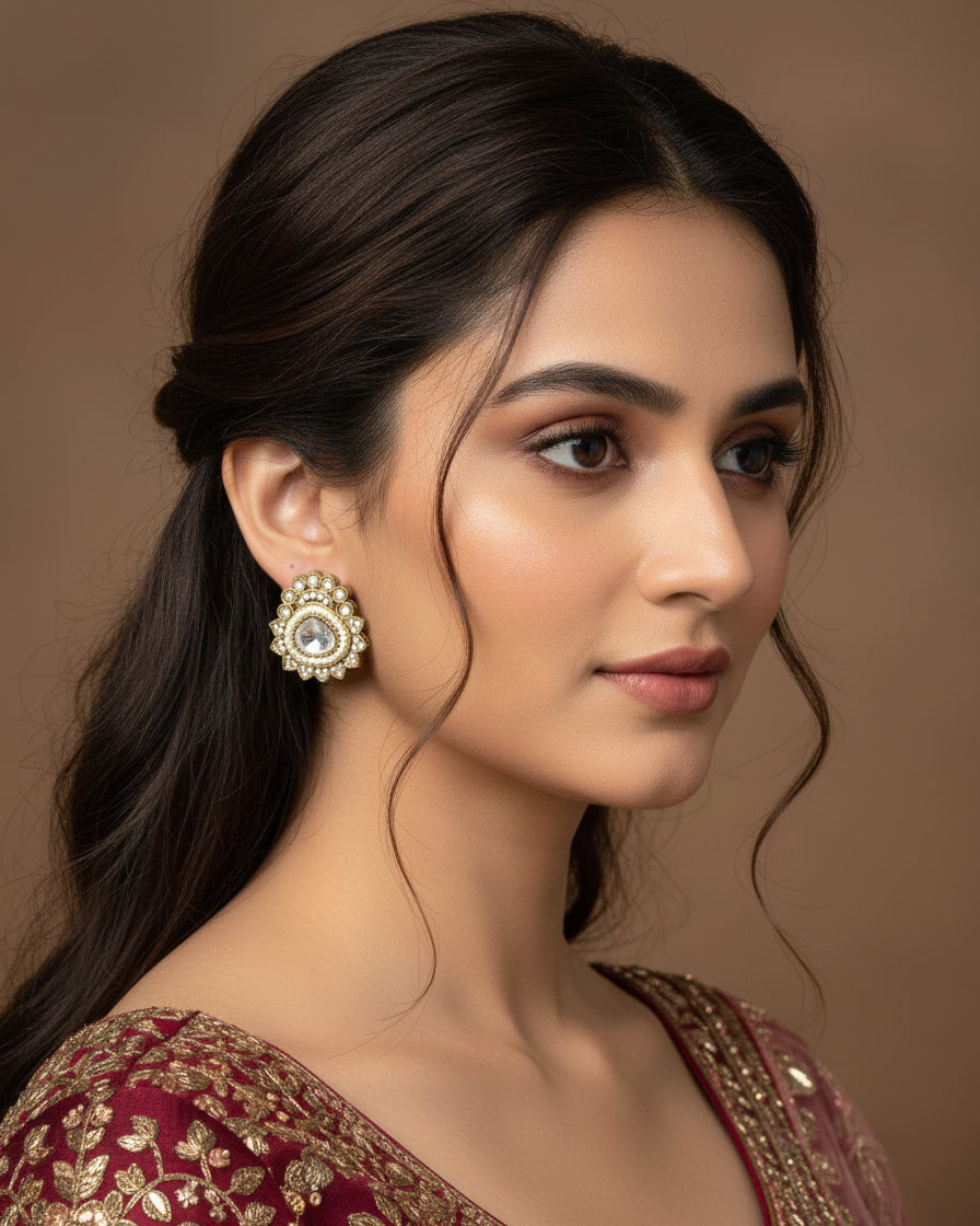 White Snehal Premium Stud Earring