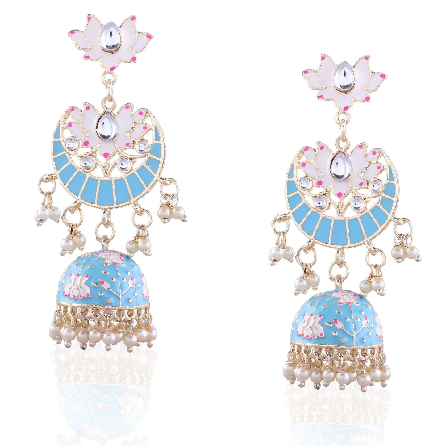 Sky Blue Long Moon Jhumka