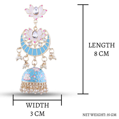 Sky Blue Long Moon Jhumka